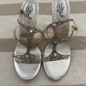 Elegant Silver and Crystal Embellished Women's Sandals